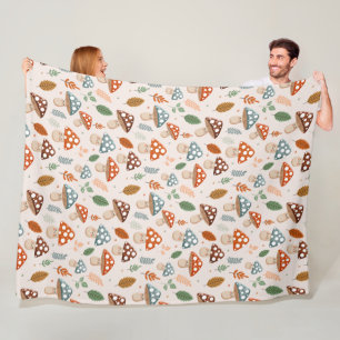 Couverture Polaire Champignon, Feuillage d'automne, Motif de la natur