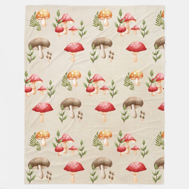 Couverture Polaire Champignons et feuillage forestier (Devant)