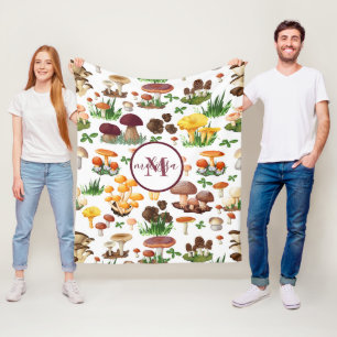 Couverture Polaire Champignons monogrammes