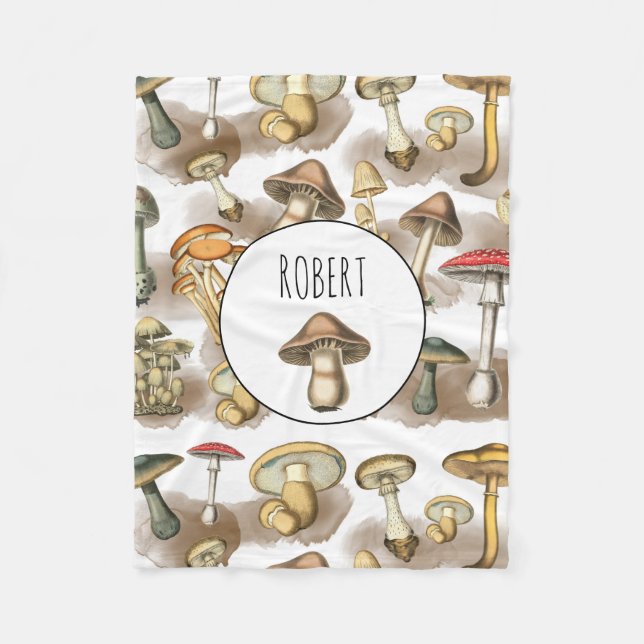 Couverture Polaire Champignons Vintages Rustiques Personnalisés (Devant)