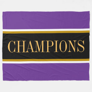 Couverture Polaire CHAMPIONS Royal Purple Noir Blanc Rayures de Cours