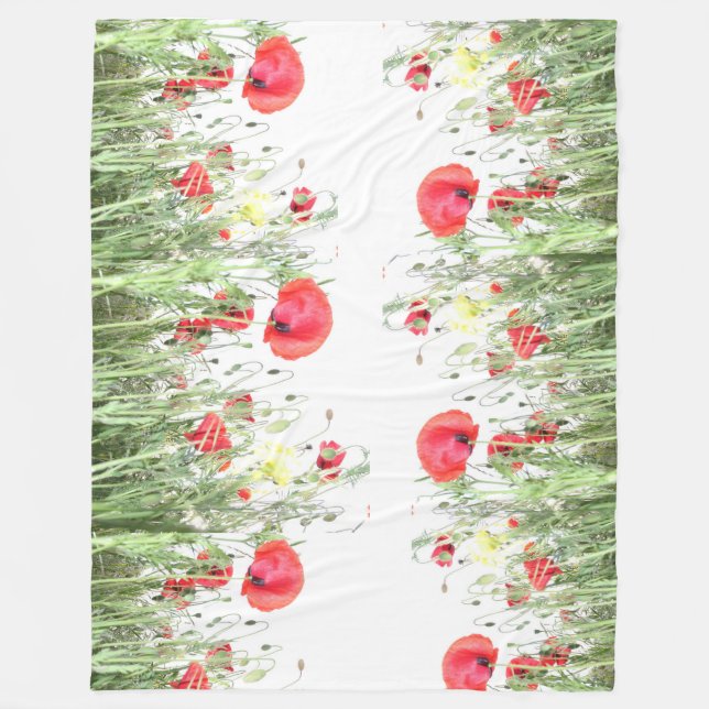Couverture Polaire Champs de pavot fleurs Soleil Nature fleurs Coeur (Devant)