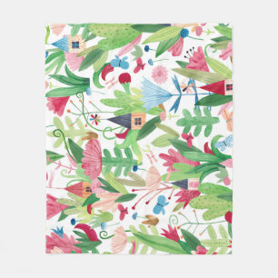 Couverture Polaire Champs floraux : Aquarelle Maisons Motif