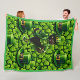 Couverture Polaire Chanceux lutin chat noir Saint-Patrick Pat