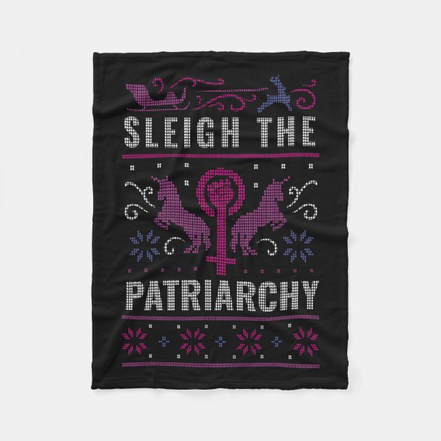 Couverture Polaire Chandail de Noël féministe patriarcal (Devant)