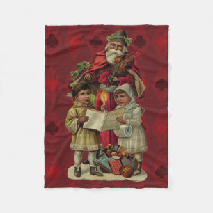 Couverture Polaire Chant vintage de musique de Noël Père Noël