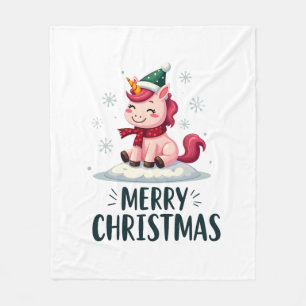 Couverture Polaire Chapeau de Noël licorne mignonne T-Shi de Noël lic