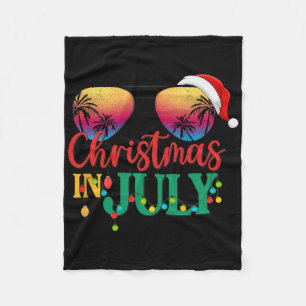 Couverture Polaire Chapeau de Père Noël de Noël en Juillet Lunettes d