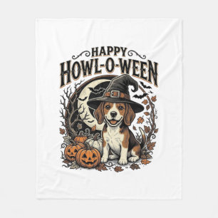 Couverture Polaire Chapeau de sorcière Beagle Happy Howl-O-Ween T-shi