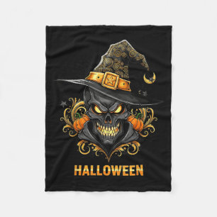 Couverture Polaire Chapeau de sorcière crâne effrayant Halloween horr