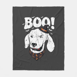 Couverture Polaire Chapeau de sorcière de chien Halloween Boo Chauves