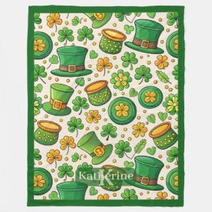 Couverture Polaire Chapeau irlandais Lucky Shamrock Pot of Gold St Pa