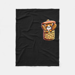 Couverture Polaire Chapeau Mexicain Drôle Chat Churros Pocket Cinco D