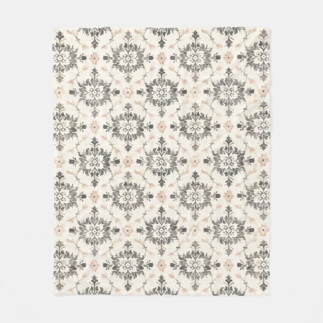 Couverture Polaire Charcoal & Blush French Damask Fleece Blanket (Devant)