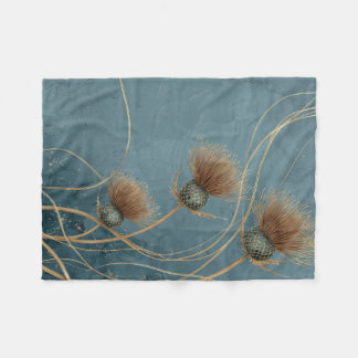 Couverture Polaire Chardon Doré Bleu Canard Texture Élégance