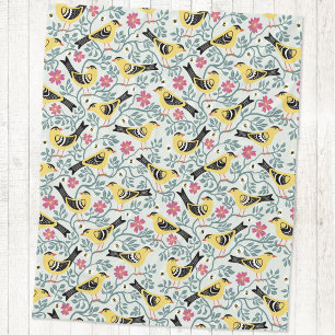 Couverture Polaire Chardonneret et fleur d'oiseau de rose de prairie