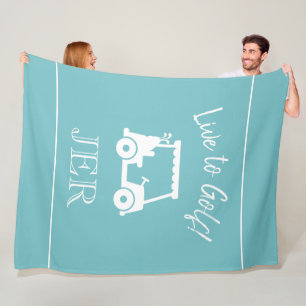 Couverture Polaire Chariot de Golf Live to Golf Monogrammé Bleu Aqua