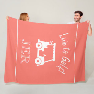 Couverture Polaire Chariot de Golf Live to Golf Monogrammé Corail et