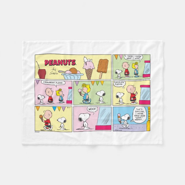 Couverture Polaire Charlie Brown, Snoopy & Sally | Crème glacée (Devant (Horizontal))