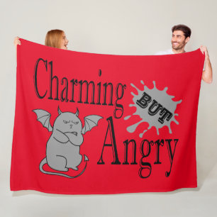 Couverture Polaire Charming mais en colère petit chat diable drôle ci