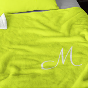 Couverture Polaire Chartreuse jaune - monogrammed