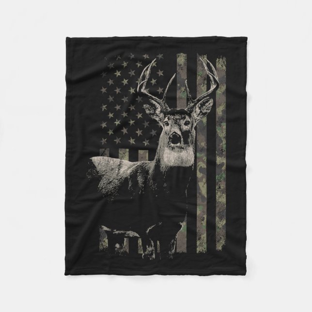 Couverture Polaire Chasse Camo Drapeau Américain Cerf (Devant)