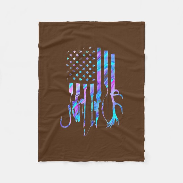 Couverture Polaire Chasse Pêche Drapeau Américain Hologramme  (Devant)