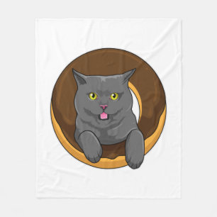 Couverture Polaire Chat avec Donut