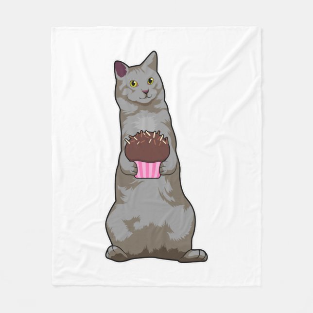Couverture Polaire Chat avec muffin (Devant)