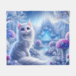 Couverture Polaire Chat blanc élégant dans un royaume magique neigeux