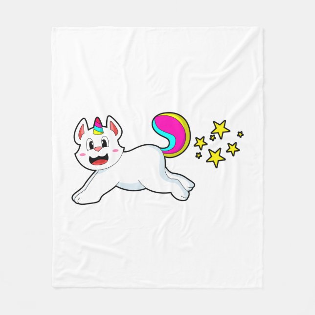 Couverture Polaire Chat comme licorne (Devant)