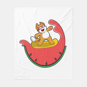 Couverture Polaire Chat comme surfer avec Watermelon