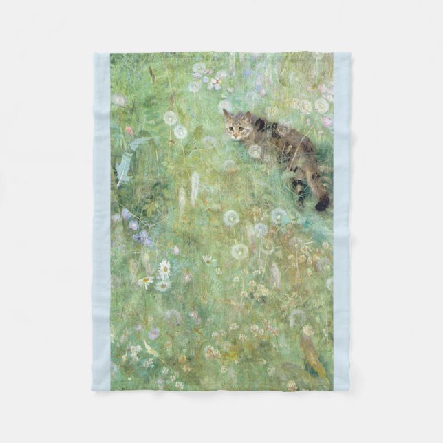 Couverture Polaire Chat dans le pré d'été, Bruno Liljefors (Devant)