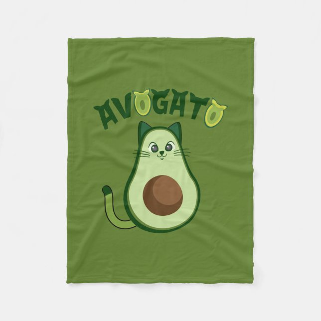 Couverture Polaire Chat d'Avogato| Cat Avocado mignon et amusant| Agu (Devant)