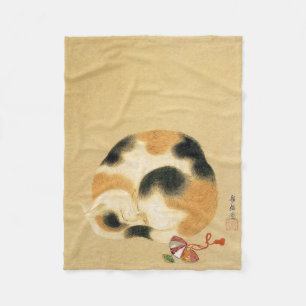 Couverture Polaire Chat de calicot japonais, Hanabusa Itchō
