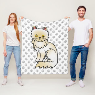 Couverture Polaire Chat de dessin animé mignon persan crème et pattes