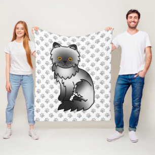 Couverture Polaire Chat de dessin animé mignon persan fumée et pattes