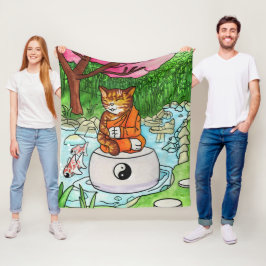 Couverture Polaire Chat de méditation Bouddhiste Tabby