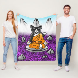Couverture Polaire Chat de méditation bouddhiste Tuxedo
