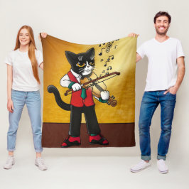 Couverture Polaire Chat de musique violon