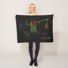 Couverture Polaire Chat de sorcière noire d'Halloween