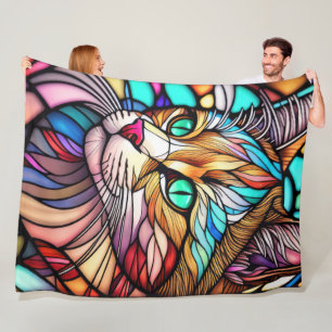 Couverture Polaire Chat de style Verre verni aquarelle