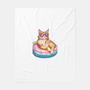 Couverture Polaire Chat détendu ambiance estivale � Kitty drôle au bo