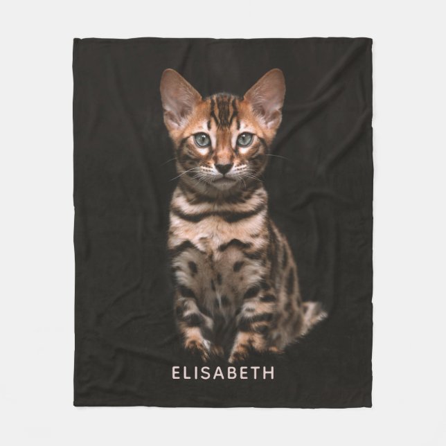 Couverture Polaire Chat domestique Kitten Leopard Spots Personnalisés (Devant)