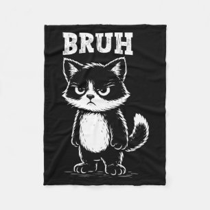 Couverture Polaire Chat Drôle Bruh Mème Sarcastique Animal Félin Cool