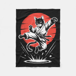 Couverture Polaire Chat drôle de karaté arts martiaux ceinture noire