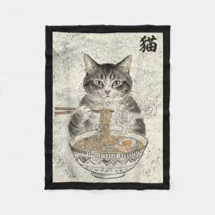 Couverture Polaire Chat Drôle Ramen Japonais Kawaii Anime