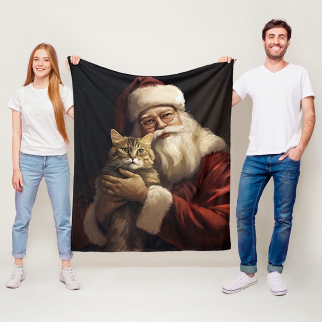 Couverture Polaire Chat du Bengale avec Noël du Père Noël (En situation)