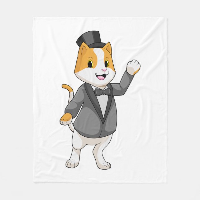 Couverture Polaire Chat en tenue de marié avec ruban (Devant)