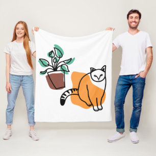 Couverture Polaire Chat et le plante